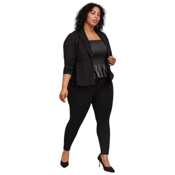 Torrid Women's Black Faux Vegan Leather Smocked Peplum Camisole Tank Plus Sz 2X - Picture 4 of 8